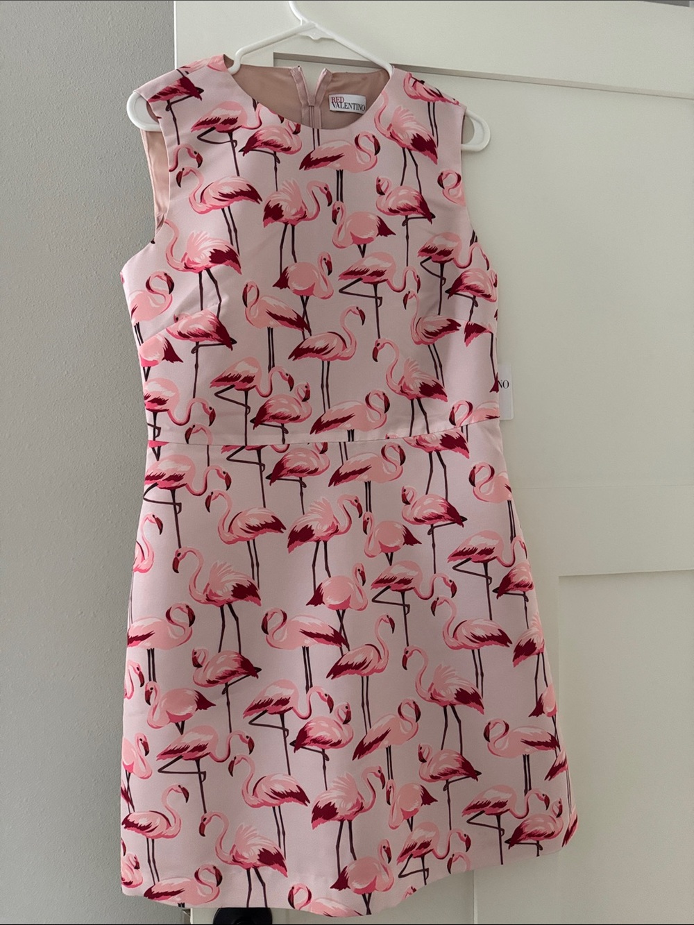 Valentino Pink Flamingo-Print Sleeveless Dress